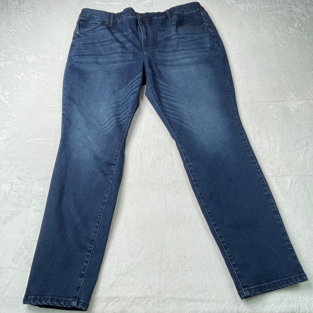 Terra & Sky Womens 20W Skinny Jeans Dark Wash High Rise Stretch TS33100076346